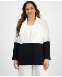 Tahari - Plus Size Colorblocked Button Blazer - Lyst