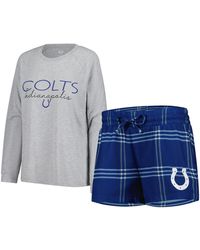 Concepts Sport - Royal/gray Indianapolis Colts Petition Raglan Long Sleeve Top And Shorts Set - Lyst