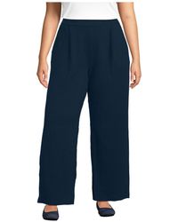 Lands' End - Sport Knit High Rise Pleated Wide Leg Pants - Lyst