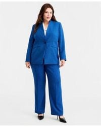 Kasper - Plus Size Collarless One Button Blazer L Pocket Straight Pants - Lyst