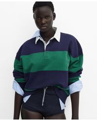 Mango - Striped Cotton Polo Shirt - Lyst