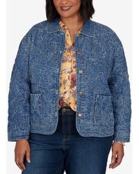 Ruby Rd. - Plus Size Quilted Floral Denim Jacket - Lyst