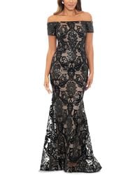 Xscape - Sequined Mesh Off-the-shoulder Gown - Lyst