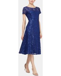 Sl Fashions - Sequined Lace Midi Dress - Lyst