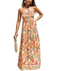 CUPSHE - Papaya Punch Floral Maxi Beach Dress - Lyst
