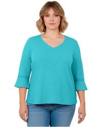 Avenue - Plus Size Crochet Trim Ruffle Sleeve Top - Lyst