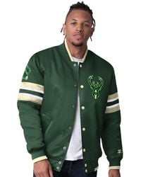 Starter - Hunter Green Milwaukee Bucks Scout Varsity Satin Full-snap Jacket - Lyst