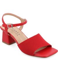 Journee Collection - Evylinn Knit Block Heel Dress Sandals - Lyst