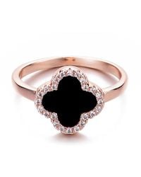 Adornia - Rose Gold Cubic Zirconia Halo Clover Ring - Lyst