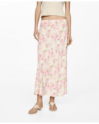 Mango - Floral Midi Skirt - Lyst