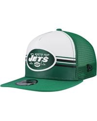 KTZ - White/green New York Jets Striped A-frame 9fifty Adjustable Trucker Snapback Hat - Lyst