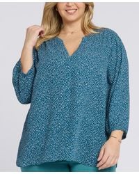 NYDJ - Plus Size Pintuck Split Neck Top - Lyst