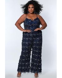 Sydney's Closet - Spaghetti Strap Sequin Fringe Jumpsuit - Lyst