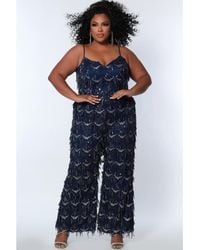 Sydney's Closet - Spaghetti Strap Sequin Fringe Jumpsuit - Lyst