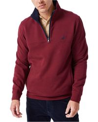 Download Nautica Solid Quarter Zip Fleece Pullover in Black for Men ...