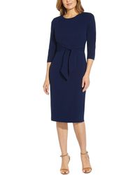 Adrianna Papell - Tie-front 3/4-sleeve Crepe Knit Dress - Lyst