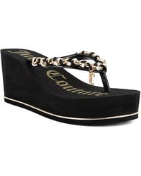 Juicy Couture - Ullie Chain Detail Thong Platform Wedge Sandals - Lyst