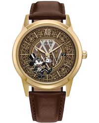 Citizen - Eco-drive Mickey Mouse Fanfare Brown Leather Strap Watch 40mm Gift Set - Lyst
