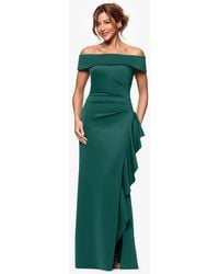 Xscape - Off-the-shoulder Ruffled Side-slit Gown - Lyst