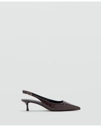 Mango - Croc-effect Pointed-toe Kitten-heel Slingback Pumps - Lyst