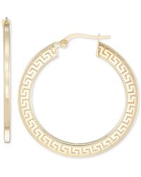 Macy's - Greek Key Design Round Hoop Earrings - Lyst