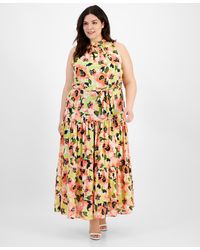 Anne Klein - Plus Size Tiered Tie-neck Maxi Dress - Lyst