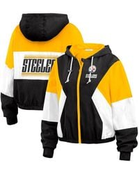 WEAR by Erin Andrews - Black Pittsburgh Steelers Color Block Full-zip Windbreaker Jacket - Lyst