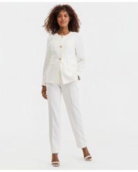 Kasper - Stretch Crepe Three Button Seamed Waist Jacket High Rise Straight Pants - Lyst