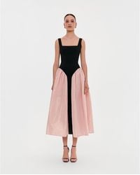 Milla - Corset Dress On Straps With A Glossy Midi Skirt - Lyst