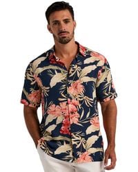 Cubavera - Short Sleeve Tropical Floral Print Button-front Shirt - Lyst