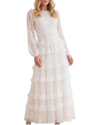 Needle & Thread - Blossom Long Sleeve Lace Ankle Gown - Lyst