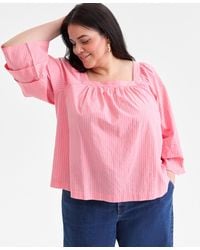 Style & Co. - Plus Size Striped Square-neck Top - Lyst