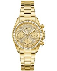 Guess - Glitz -tone Stainless Steel Multi-function Watch - Lyst