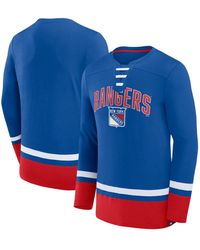 Fanatics - New York Rangers Back Pass Lace-up Long Sleeve T-shirt - Lyst