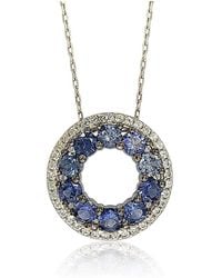 SUZY LEVIAN NEW YORK - Suzy Levian Sterling Silver Sapphire & Created White Sapphire Double Circle Eternity Pendant Necklace - Lyst