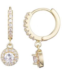 Adornia - Plated Cubic Zirconia Halo Drop huggie Hoop Earrings - Lyst