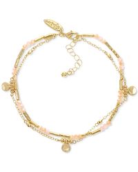 Style & Co. Gold-tone Bar, Disc & Bead Double-row Ankle Bracelet, Created For Macy's - Pink