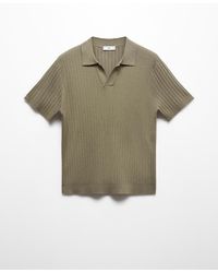 Mango - Short Sleeve Ribbed Knit Polo Shirt - Lyst