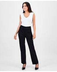 Anne Klein - Petite Mid-rise Side-tab Straight-leg Pants - Lyst