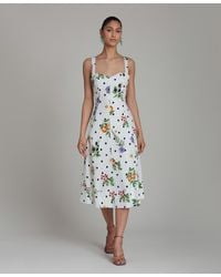 avec les filles women's floral-print lace-trim chiffon dress Lace Spliced Tie Front Floral Print Maxi Dress, Pink / XS