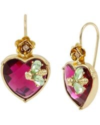 Betsey Johnson - Faux Stone Heart Critter Dangle Earrings - Lyst
