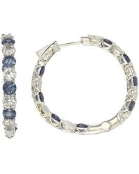SUZY LEVIAN NEW YORK - Suzy Levian Sterling Silver Sapphire & Created White Sapphire Martini Set Inside Out Hoop Earrings - Lyst