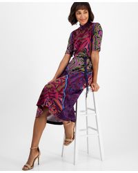 knee length dresses for ladies Anne Klein Side Ruched Mesh Midi Dress main image 1