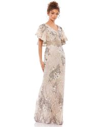 Mac Duggal - Bell Sleeve Floral Embellished Gown - Lyst