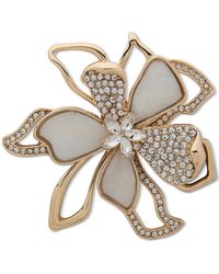 Anne Klein - Gold-tone & Mother-of-pearl Flower Pin - Lyst