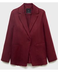 Mango - Frayed Ends Linen Suit Blazer - Lyst