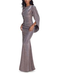 betsy & adam plus size galaxy glitter draped gown