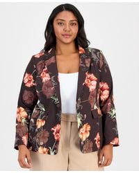 Tahari - Plus Size Printed One-button Blazer - Lyst