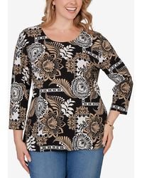 Ruby Rd. - Plus Size Tropical Patchwork Scoop Neck Knit Top - Lyst