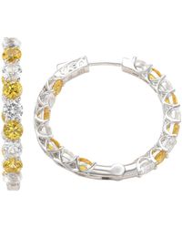 SUZY LEVIAN NEW YORK - Suzy Levian Sterling Silver Sapphire & Created White Sapphire Martini Set Inside Out Hoop Earrings - Lyst
